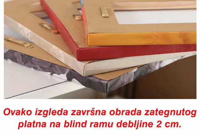 Kanvas zategnut na blind ram: ivice i poleđina gotovih slika na platnu